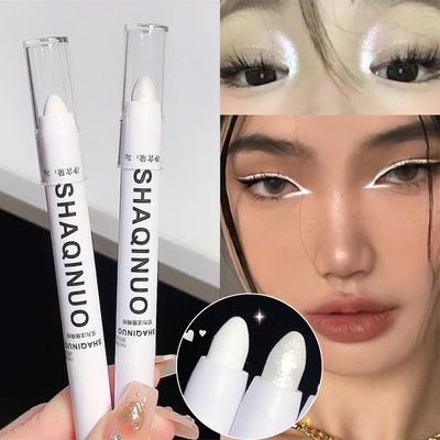 Pearl Matte White Eyeshadow Stick Shimmer Silver Highlighter Pen Brightening Flash Eyeliner Pencil Waterproof Lying Silkworm Pen