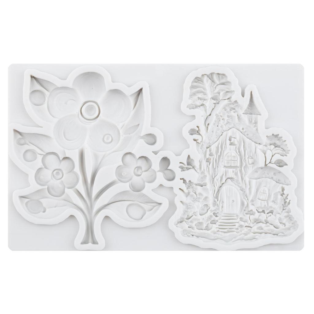 Fairy Garden House Silicone Mold Sunflower House Treehouse Fondant Molds Cake Decorating Tools Theme Cake Dessert Decorated Chocolate Candy Mold
