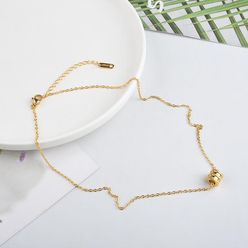 Korean Cold Style 24K Gold-Plated Clavicle Necklace – Titanium Steel Pendant Jewelry