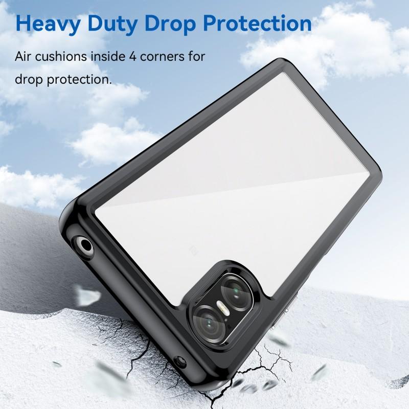 Pro pouzdro na telefon Sony Xperia 10 VI WANLONFENG Série XC TPU Akrylový kryt s tvrzeným sklem (Velký otvor pro objektiv)