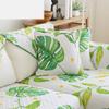 Pure Cotton Sofa Cushion, Living Room Fabric Cover Cover, All Season Universal Anti Slip Seat Cushion, Green Leaf