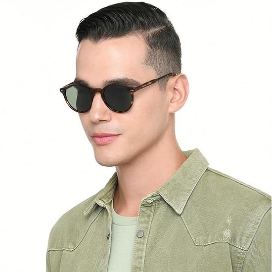 John Jacobs Ali Fazal Full Rim Round Stylish & Premium UV Protected Sunglasses | Acetate Lines | 100% UV Protected | Men & Women | Medium | JJ S17341