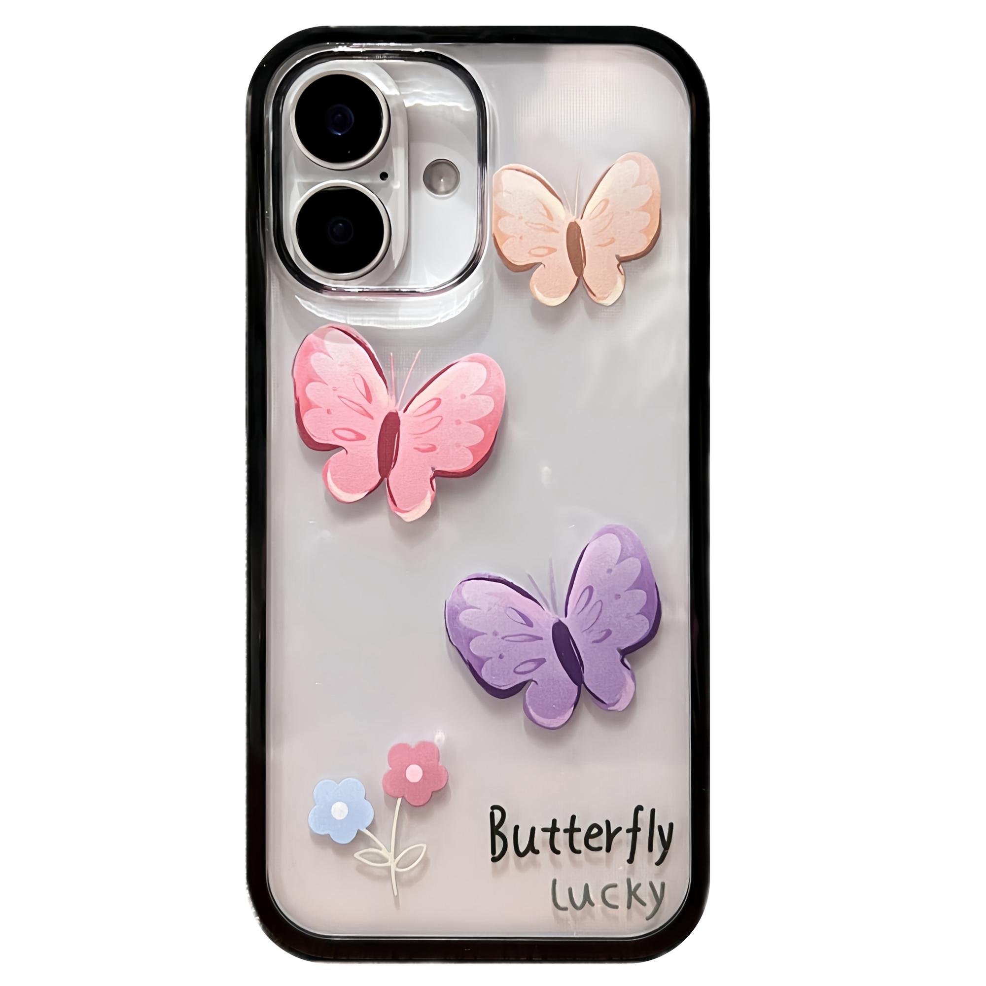 

For iPhone 16 Case Pattern Printing TPU+Acrylic Phone Cover Butterfly