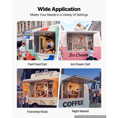 VEVOR Concession Window 1220x915mm Aluminum Alloy Frame Service Window, for Food Truck, Up to 85 Degrees Stand Serving w/ 4 Sliding Screen Windows