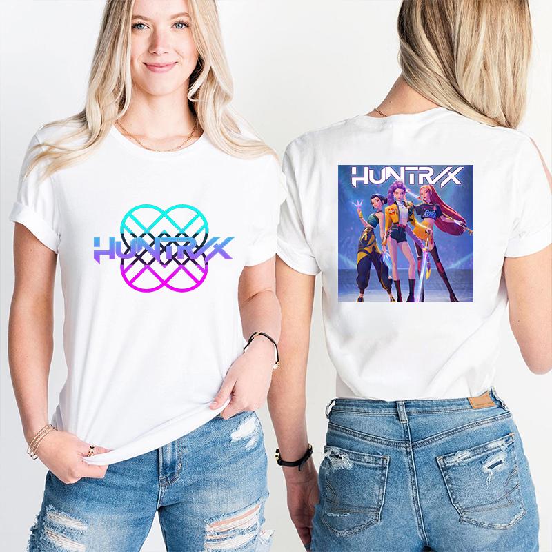Women Clothes Tees Tops Kpop Demon Hunter Huntrx Print T-shirts Fashion Casual Short Sleeve T-shirt Fashion Korean Anime Tshirts