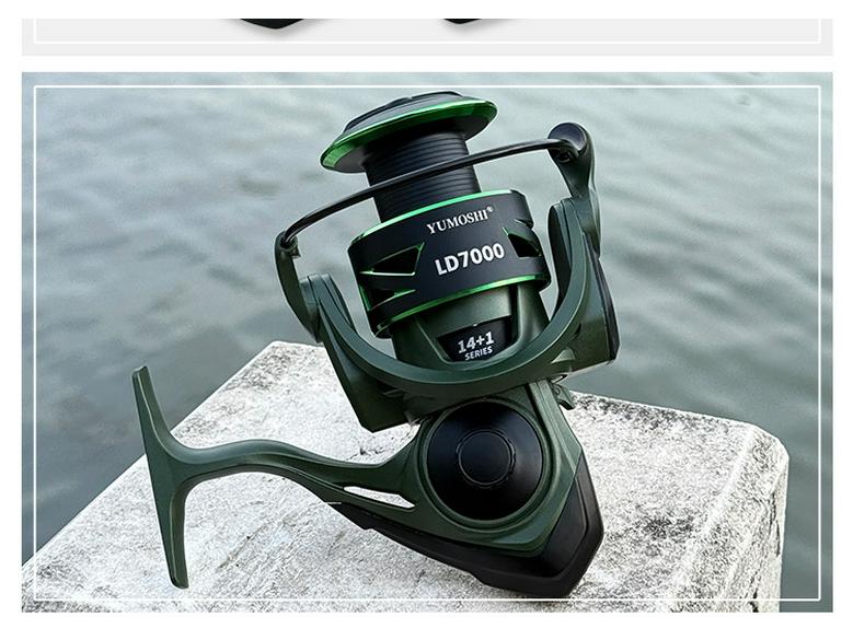 YUMOSHI Gapless Spinning Fishing Reel, Metal Line Cup, Rocking Arm for Sea and Rock Fishing.