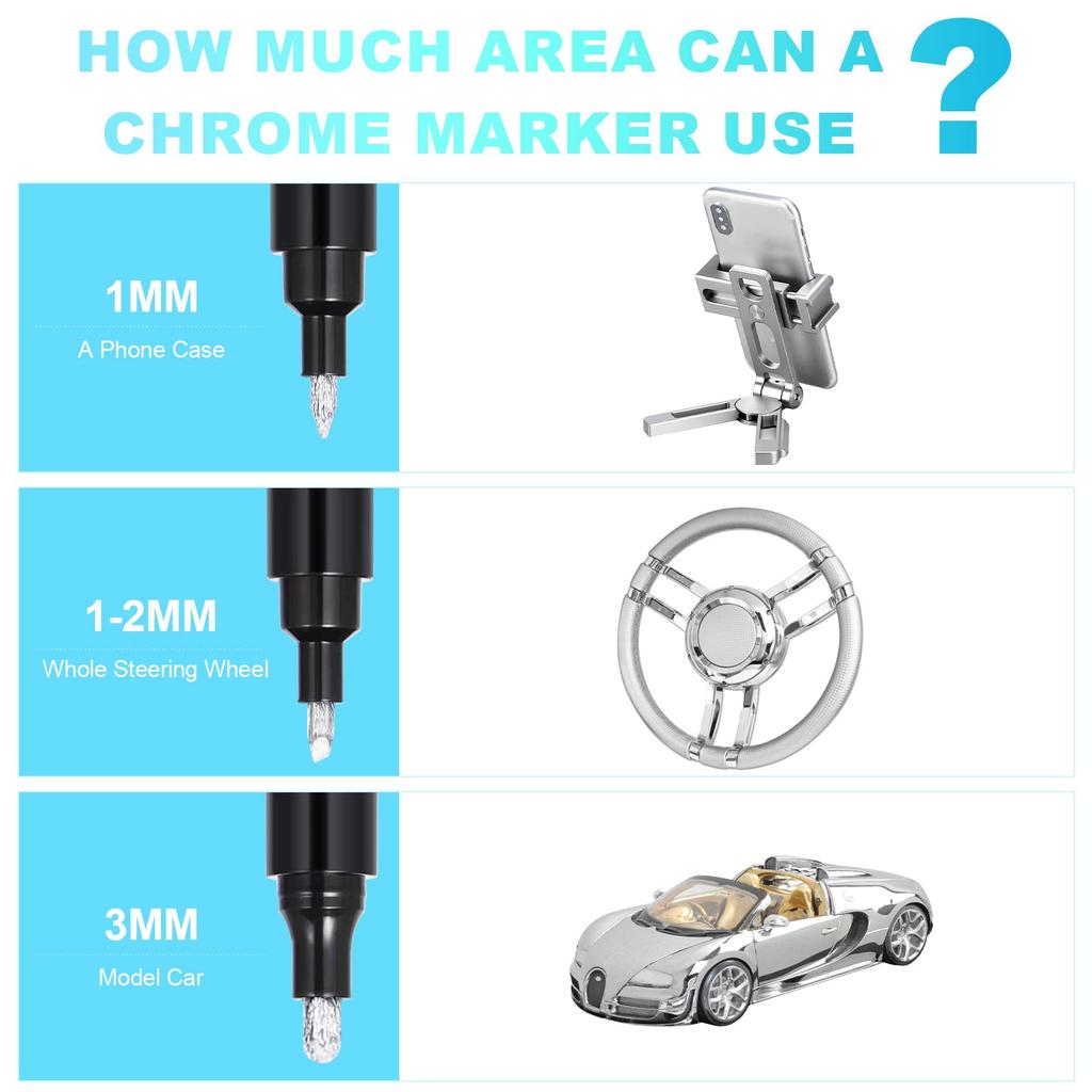 Silver Chrome Paint Marker Art Liquid Mirror Chrome Paint Pen for Model Repair Car Tire DIY Waterproof Reflective Gloss Metallic Marker Pen Painting,