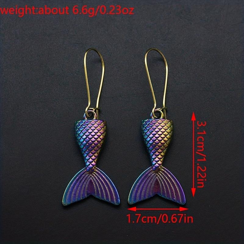 A Pair of Personalized Creative Colorful Stereoscopic Mermaid Tail Earrings for Party Wear
