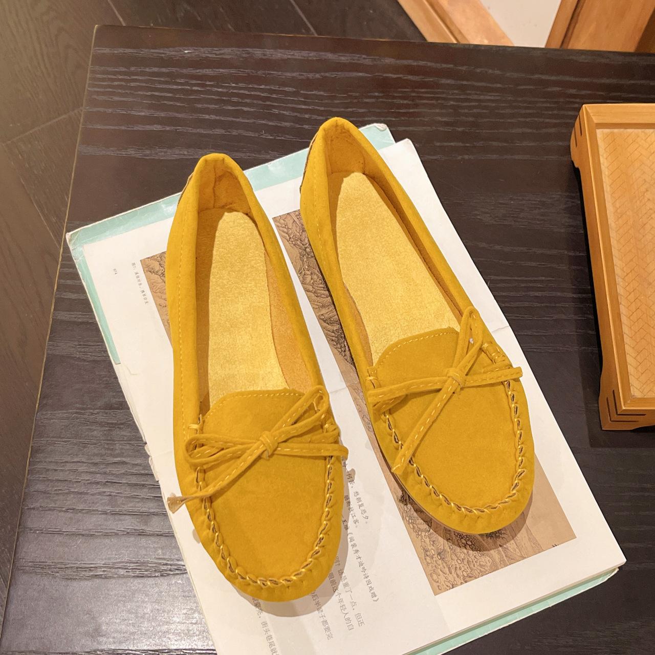 Женские лоферы слипоны женские балетки весна осень повседневные балетки кожа кашемир одинарные туфли 34EUCN35 жёлтый 1590₽