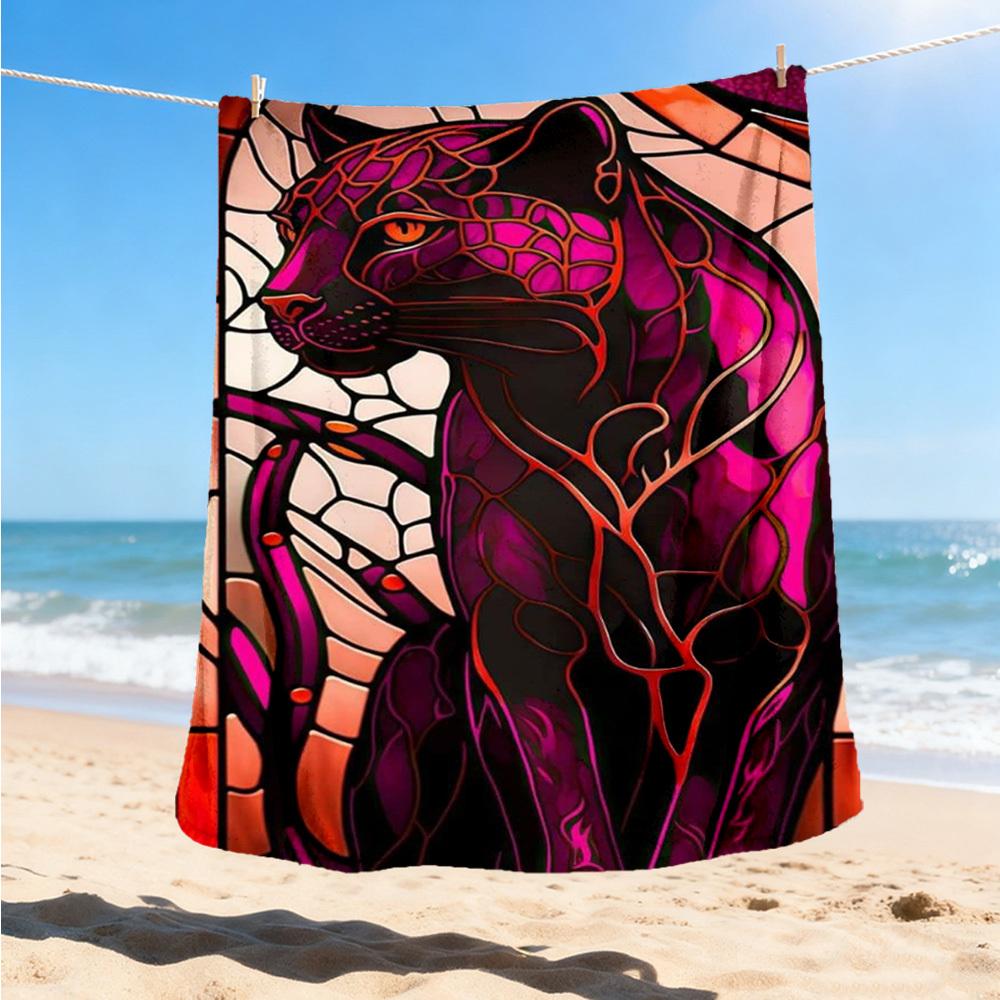 

1pc Panther Stained Glass Outdoor Blanket, Soft And Comfortable Blanket, Casual Warm Outdoor Blanket, Good Birthday Gift yy251201157 75x90cm
