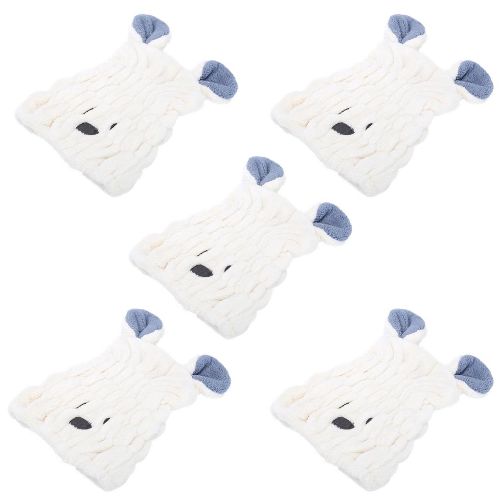 5 Stück Haartrockenhandtuch Kappe Korallenfleece Badehaarhut Cartoon Niedliche Ohrenform für Kinder