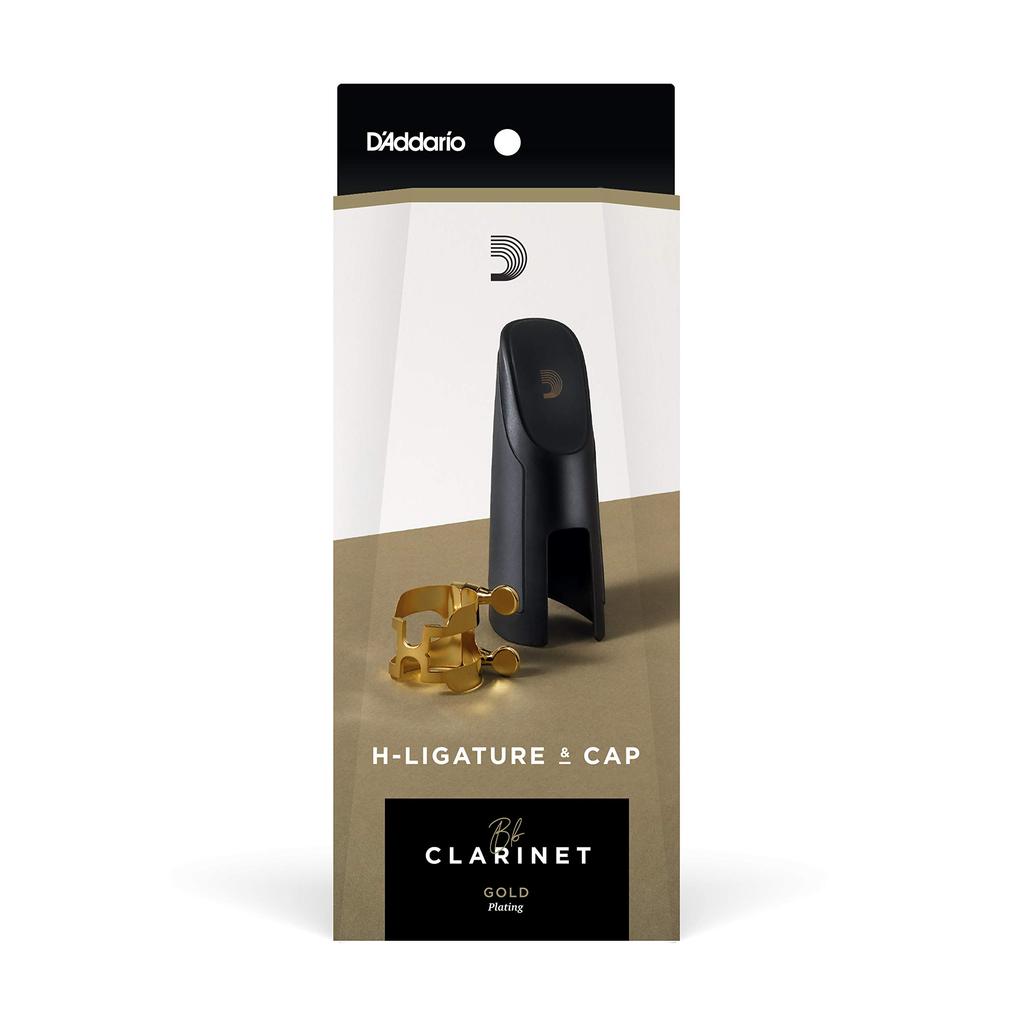 D'Addario WoodWinds D'Addario Ligature & Cap for Bb Clarinet H-Ligature HCL1G Gold Plate []