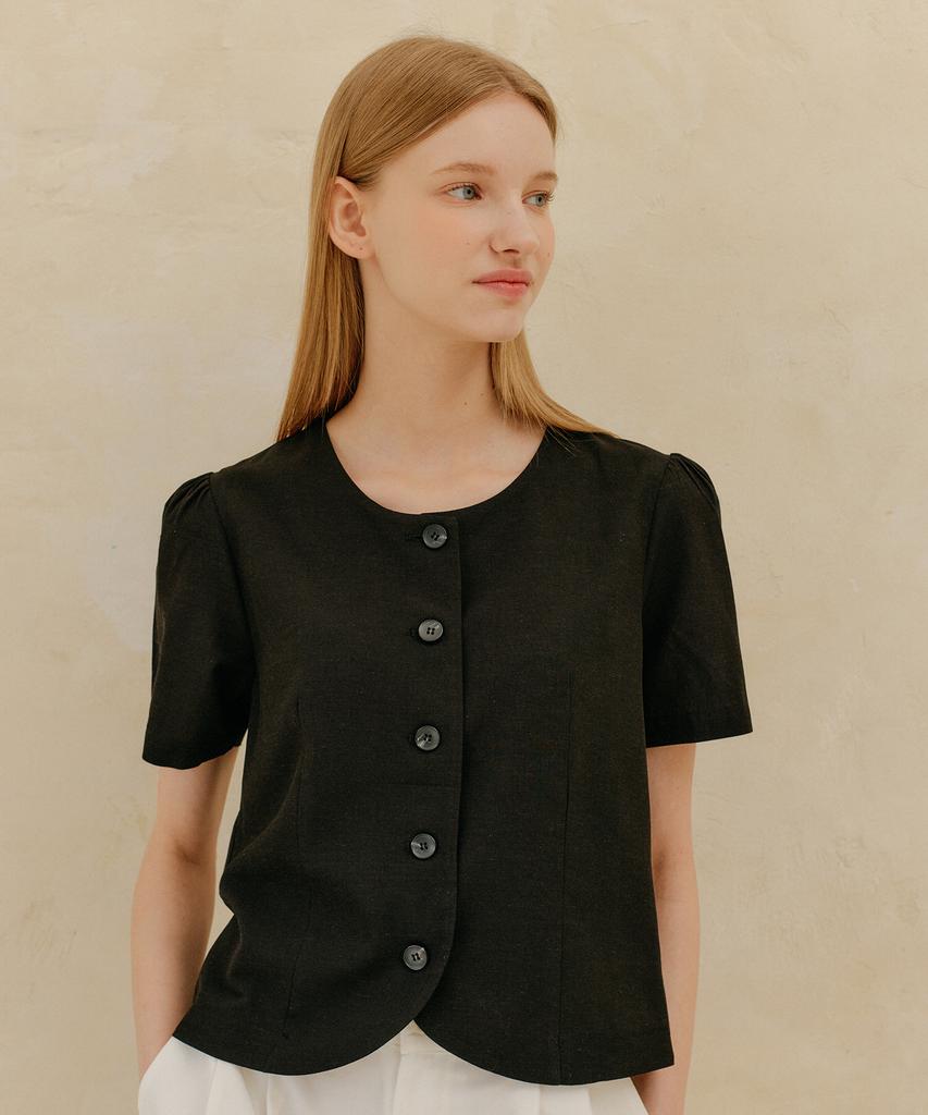 YUPPE Linen Round Shirt_Black