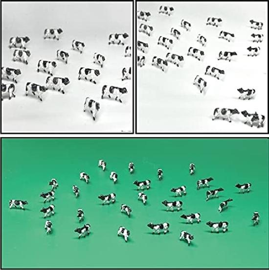 Freell Černobílý Selský Set s Krávou Zvířecí Ranč Železnice Miniatura 30, Měřítko 1:150, Model, Model, Hospodářská zvířata, Farma, Figurka, Model,