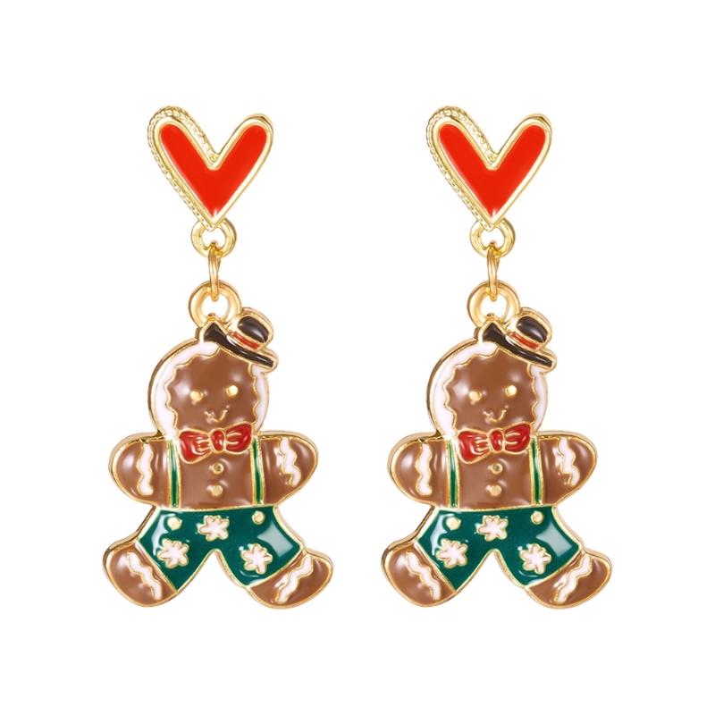 Christmas Theme Pendant Earrings Alloy Texture Elegant Ear Jewelry Suitable for Daily Wear and Special Occasions