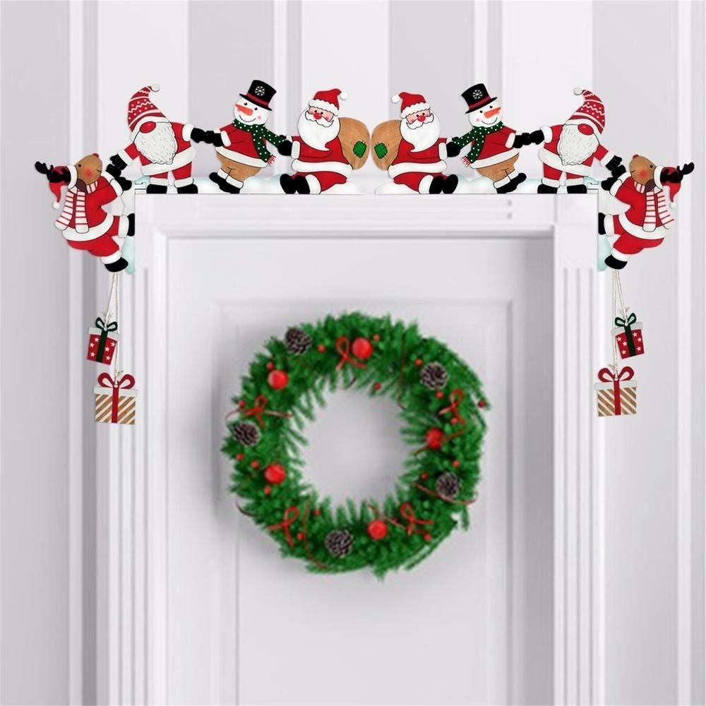 1/2 pcs Christmas Door Corner Decor Cartoon Wooden Pendant New Door Frame Decor Card