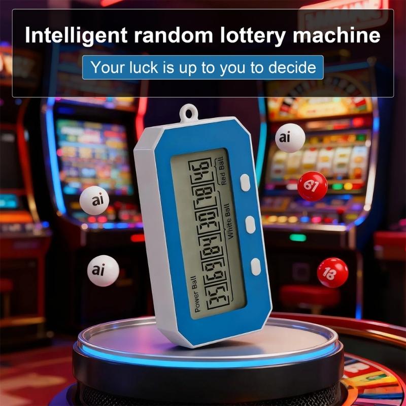 Handheld Lottery Number Chooser with LCD Screen, Front Key Control and Small Carry Size, Portable Number Choice Machine for Daily Reading Use