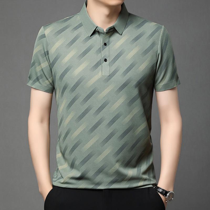 Men's Business Casual Short Sleeved Printed Polo Shirt Fashionable Breathable Comfortable and Versatile Top