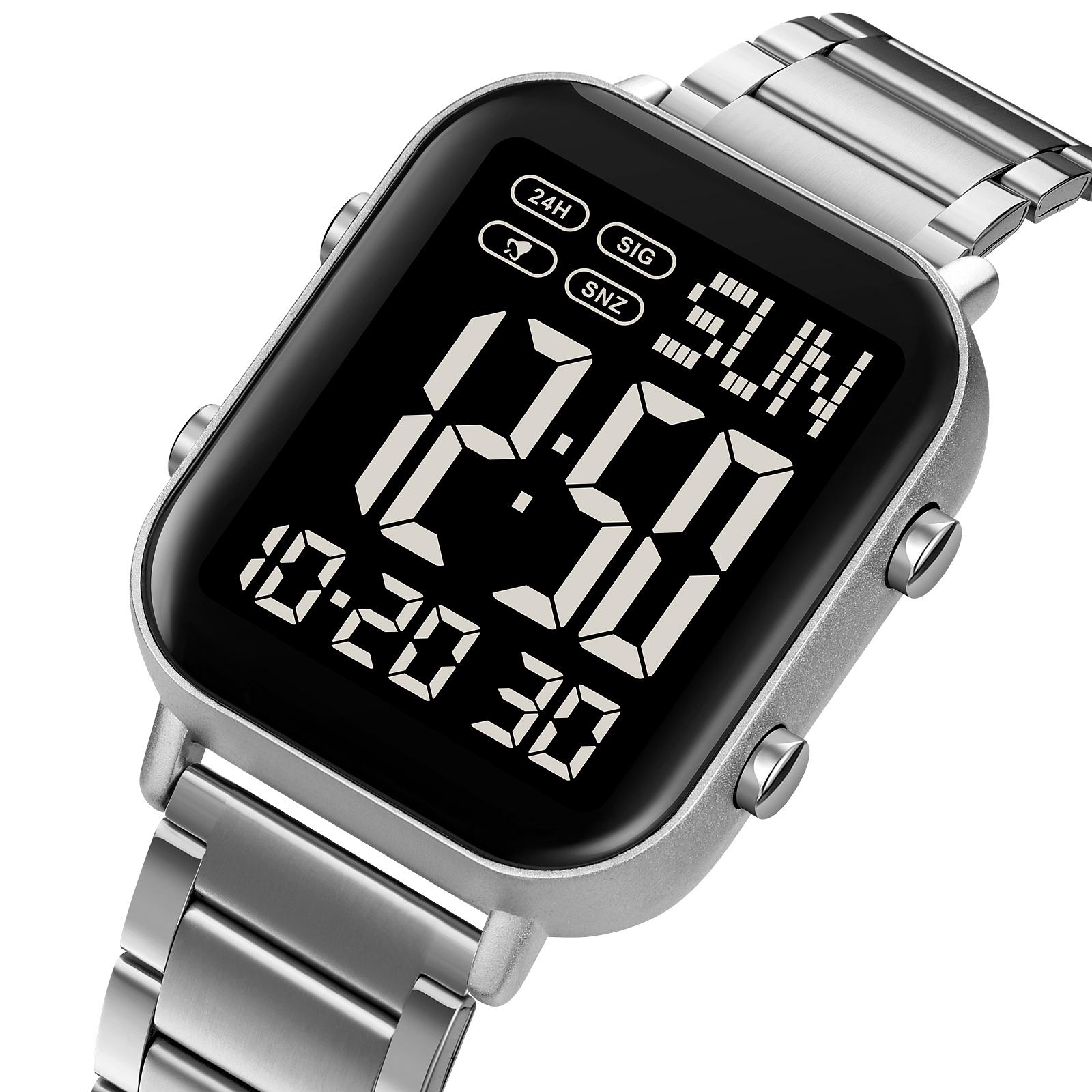 

SKMEI Digital Watch for Men Women 30M Waterproof Wrist Watches with Backlight 1 100 Second Stopwatch Alarm Chime Hourly Black срібний