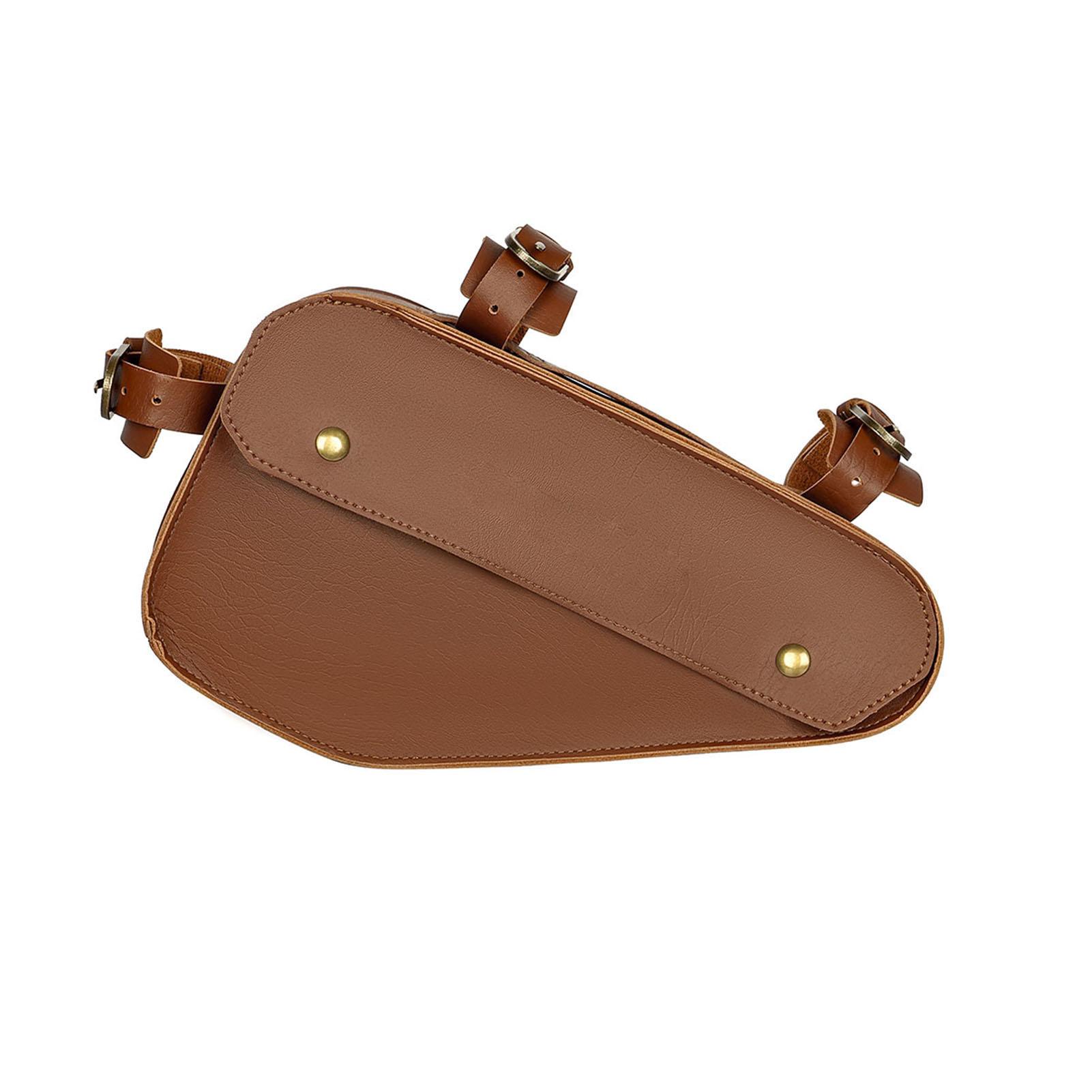 

Bike Beam Triangle Bags PVC Leather Large Capacity with 5 Adjustable Positions Narrow Rim Design for Easy Traveling Brown 682