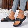 Beach shoes summer large size outer slippers solid color set toe thick sole round head sandals