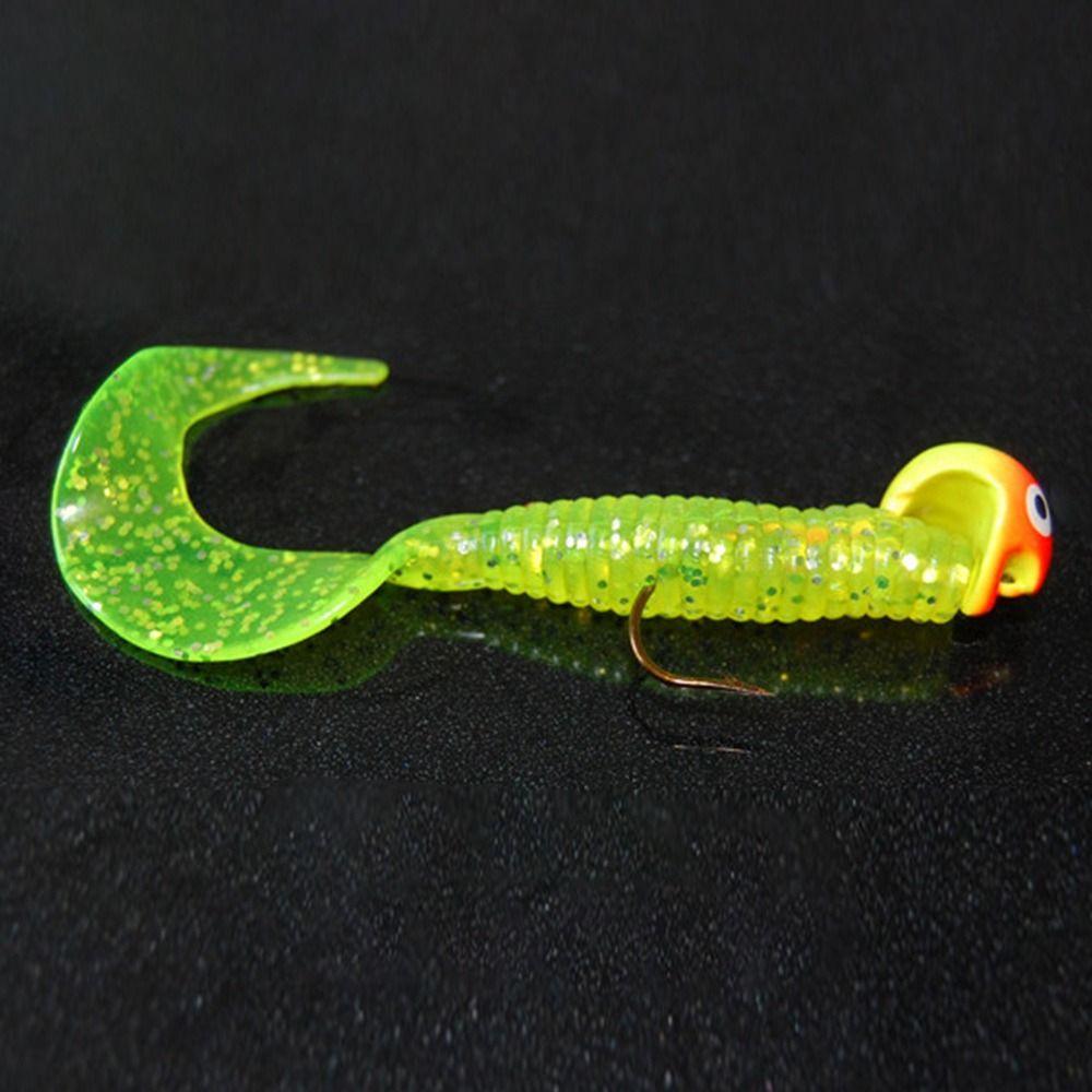 5Pcs Set Round Inverted Jigging Hook Colored Design Soft Worm Grub Hook  Soft Bait Fishing