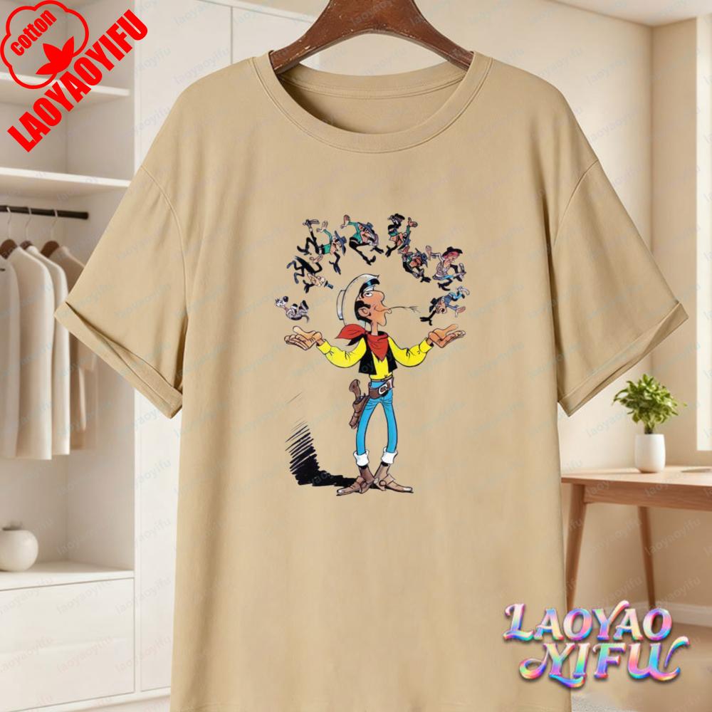 Bold Lucky Luke Villain Juggling Art Shirt Trending Lucky Luke Fan Gift Tee Summer Fun Vintage Comic Cotton Tops Unisexs Clothing