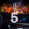 Bling Car Rear View Mirror Accessories Rhinestone Numbers Hanging Ornament 0-10 Automotive Interior Pendant for Women