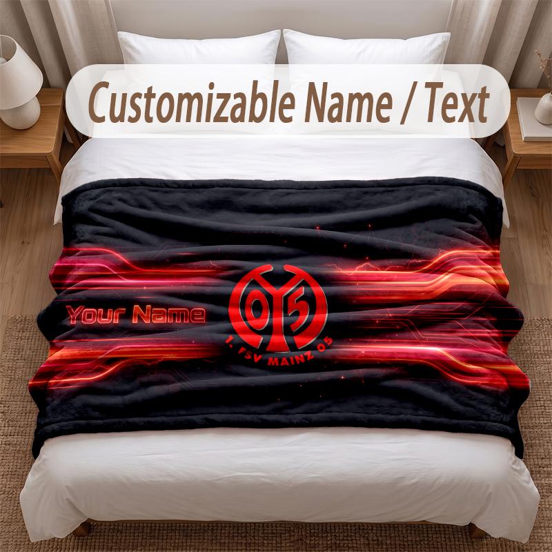 Mainz 05 Bedruckte Flanelldecke Mit Personalisierbarem Namen Weiche Warme Überwurfdecke Für Schlafzimmer Feiertagsgeschenk