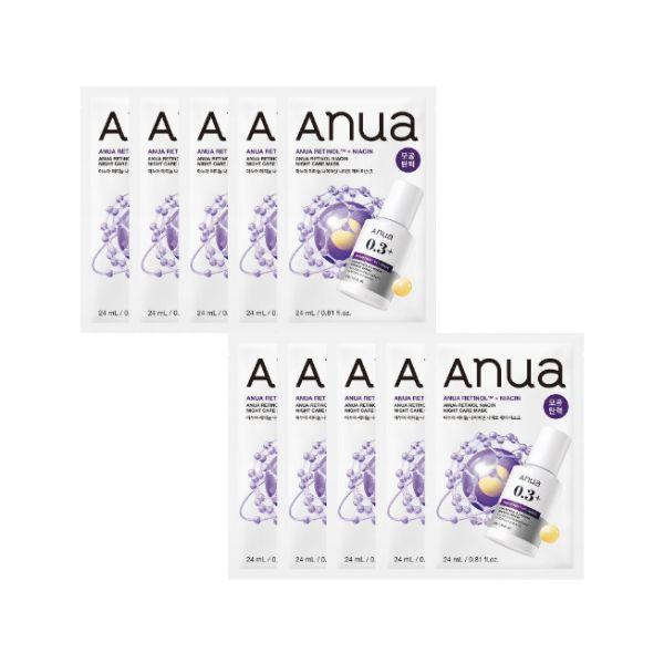 ANUA Retinol Niacinamide Night Care Mask 24ml ×10