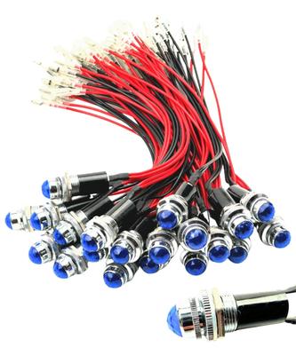 HTharros LED Pilot Balení 20 lamp s diamantovým brusem, Zapuštěné, 24V, 16mm, 16, Modrá,