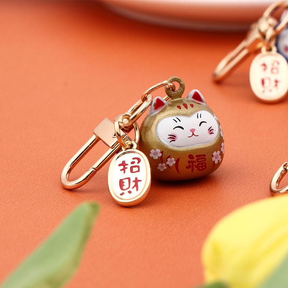 Japanese Cute Lucky Cat Keychains Cartoon Lucky Cat Key Chains Car Bag Charm Ornaments Pendant Keyring Couple Gift