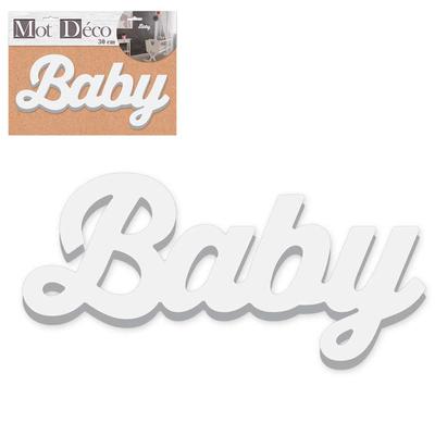 [R2265] - 3D Wooden Decorative Word 'Baby' White - 30x13. 5x1. 5 Cm