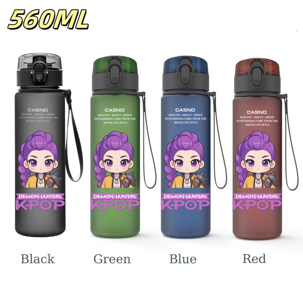 560ML KPop Demon Hunters Plastic Cartoon Pattern Water Cup Tall Superior Quality Children Outdoor Sports Drinking Water Bottle Birth Date Present