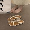 Late evening breeze retro brown premium open-toed sandals fairy shoes 2025 new summer flat-bottomed vacation cool slippers