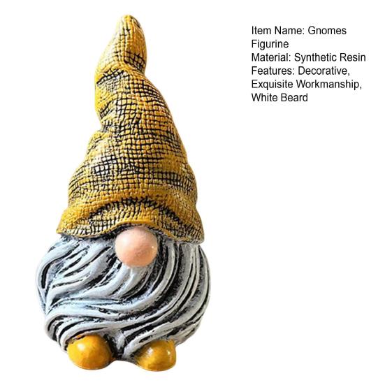 Gnomes Figurine Safe Eco-Friendly Creative Novelty Fine Workmanship Decorative Synthetic Resin White Beard Dwarf Figurine Garden Supplies