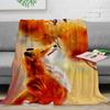 Cute Cartoon Fox Digitalprinted Polyester Bedroom Velvet Flannel Cover Blanket Fleece Soft Sofa Cover Blankets for Beds
