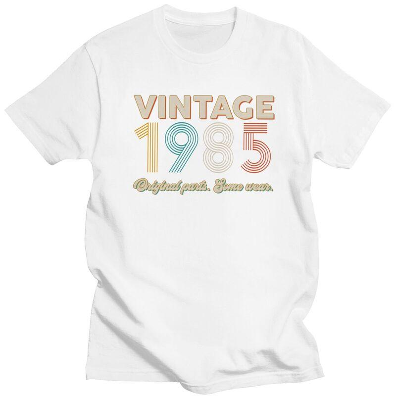 Custom Vintage Original Parts Some Wear 1985 40th Birthday T Shirt Men Short Sleeve 100 Cotton Tshirt Casual Tee Tops