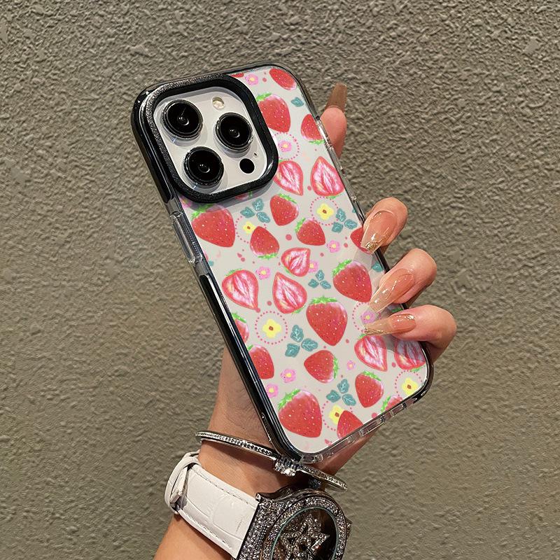 Ins Wind Strawberry Mobile Phone Case Apple 15pro Summer New Transparent Case iPhone17 Anti-drop Soft Case 13 Girls