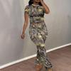 Women's Pants Suits Slim Short Sleeve T-shirt Pants