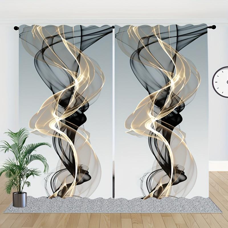 2 st Kanalficka Geometrisk Marmormönstrad Gardin Dekorativ Fönsterdraperi Fönsterbehandlingar För Sovrum Vardagsrum Hemdekoration