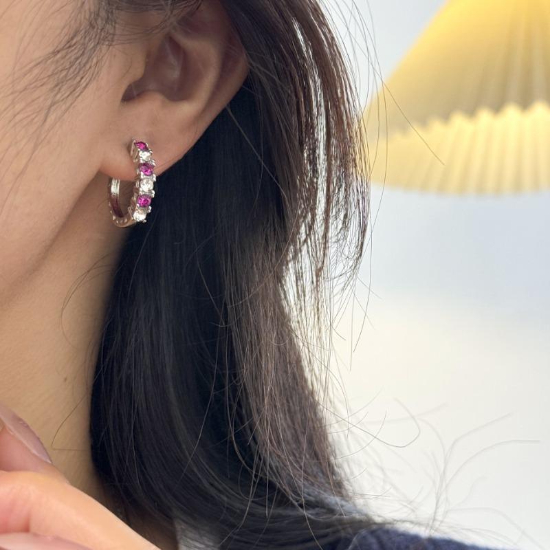 Women Fashion Light Luxury Hollow Circle Inlaid Zircon Ear Buckle Earrings