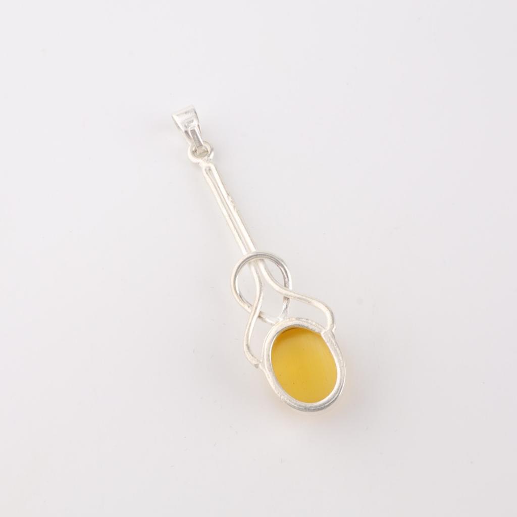 Yellow Cat's Eye Gemstone 925 Sterling Silver Jewelry Pendant 1.79" For Women PP-60-48