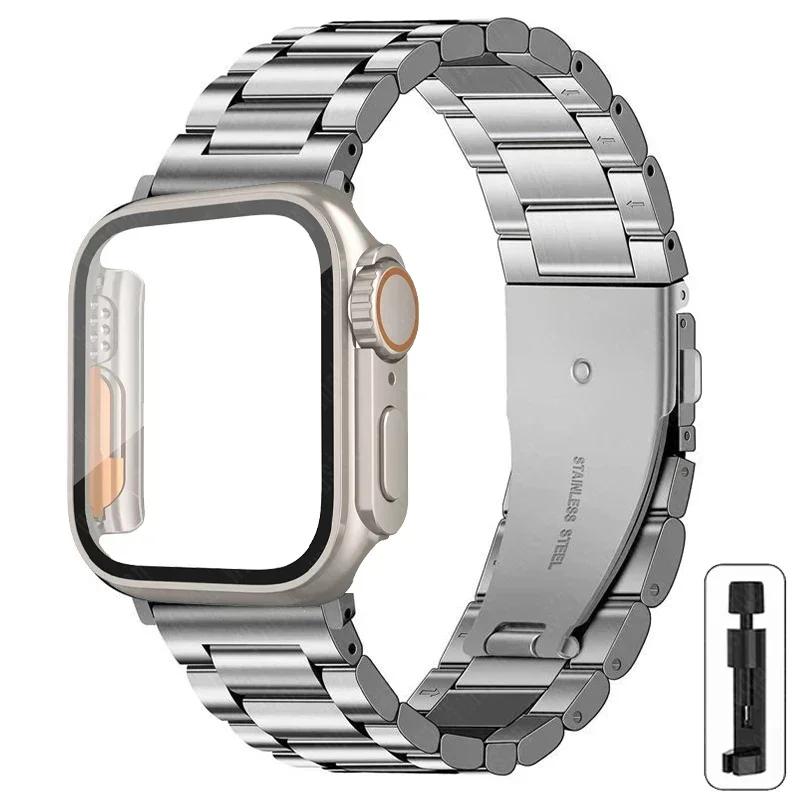 

Stainless Steel Strap+Ultra Case for Apple Watch Band 10 42mm 46mm 44mm 45mm 41mm 40mm Metal Strap for Iwatch Series 9 8 7 6 SE For iwatch9 8 7 45mm