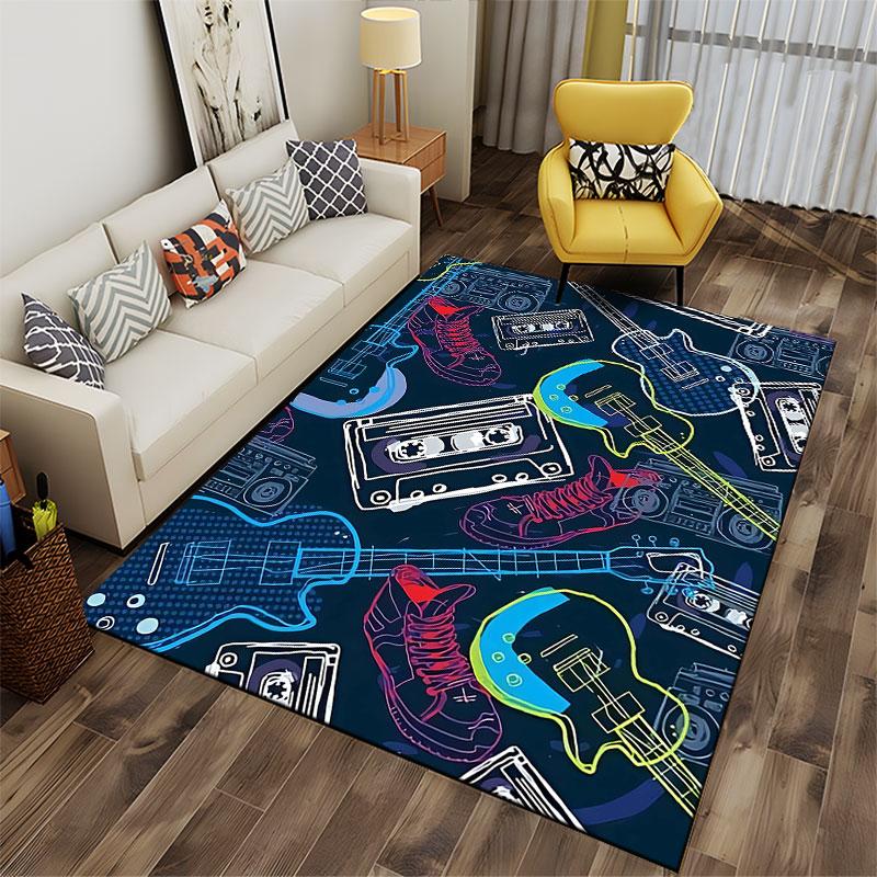 Retro Music and Guitar Pattern Suitable As a Non-slip Mat for the Living Room or Bedroom Sofa