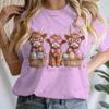 Happy Easter Day T-shirt Female Easter Cute Highland Cow Graphic T Shirts Women Cute Cow Gift for Women Retro Easter Vibes Shirt
