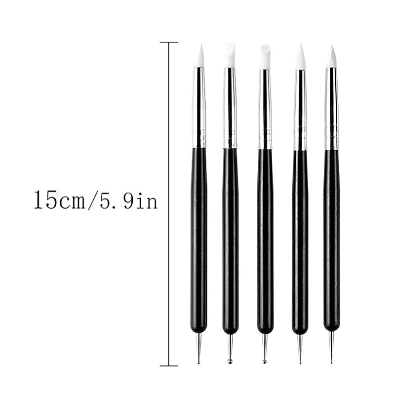 5Pcs/Set Double-Headed Silicone Nail Art Pens  Picker 3D Nail Carving Dotting Manicure Tools For Nail Art Design