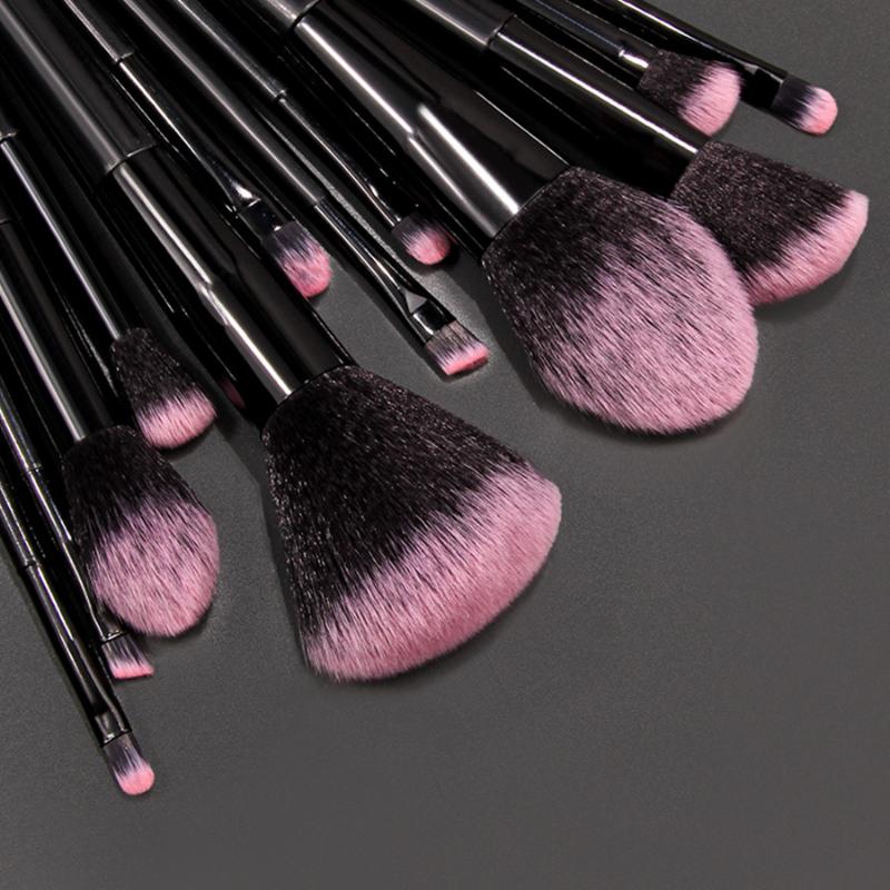 12Pcs Professional Makeup Brush Set Soft Synthetic Hair Brushes With Powder Puff For Foundation Powder Eyeshadow Travel Tools