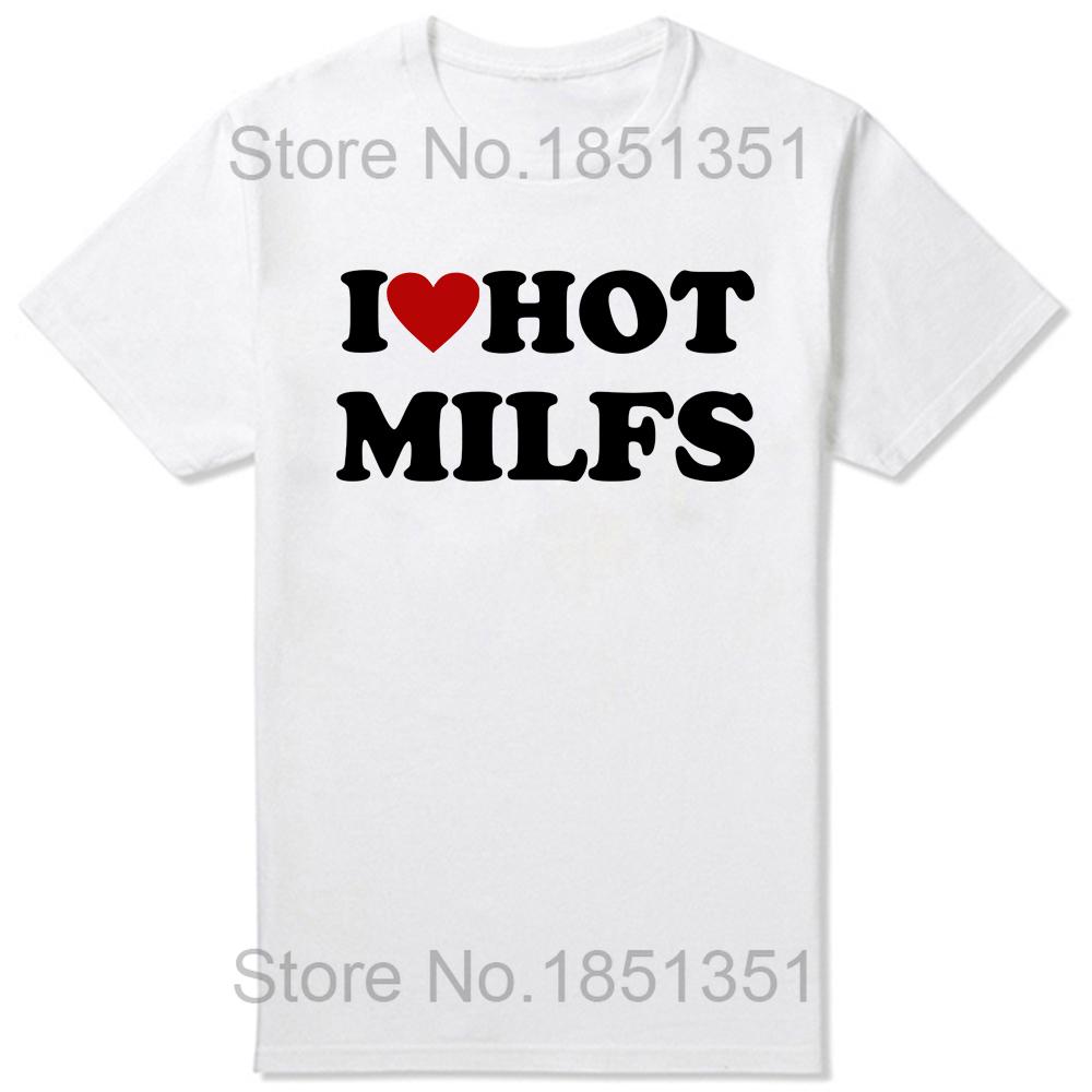 Funny I Love Hot MILFS T Shirts Red Heart Style Graphic Streetwear Short Sleeve Birthday Gifts T-shirt Clothing