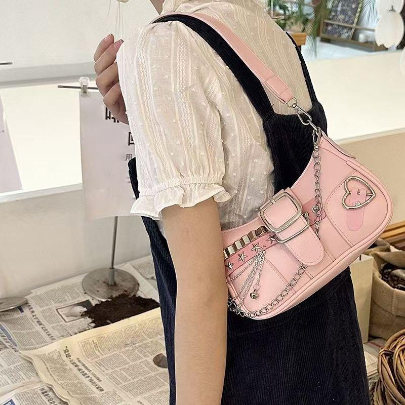 Yogodlns Nuova Borsa a Spalla di Nicchia con Texture Amore Catena a Farfalla Sottospalla Borsa a Spalla Diagonale da Moto per Ragazza Piccante per Donna